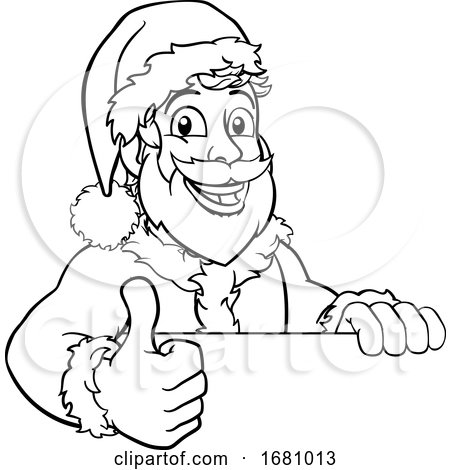 Young Santa Sign Thumbs up Christmas Cartoon by AtStockIllustration