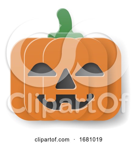 Halloween Cute Pumpkin Cartoon in Papercraft Style by AtStockIllustration