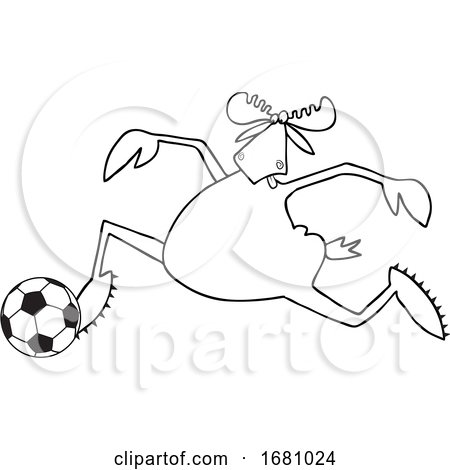 Cartoon Moose Playing Soccer by djart