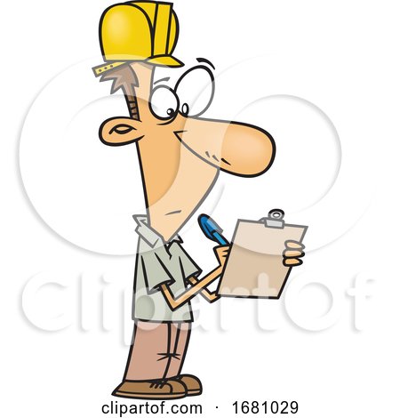 Cartoon Male Building Inspector by toonaday