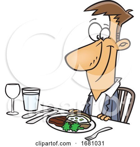 Cartoon Happy Man at a Diner by toonaday