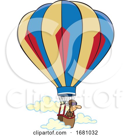 Cartoon Man in a Hot Air Balloon by toonaday