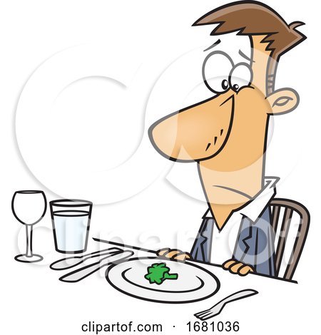 Cartoon Unhappy Man at a Diner by toonaday