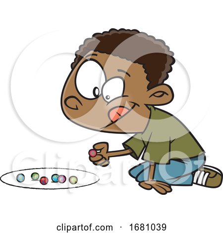 Cartoon Boy Playing with Marbles by toonaday