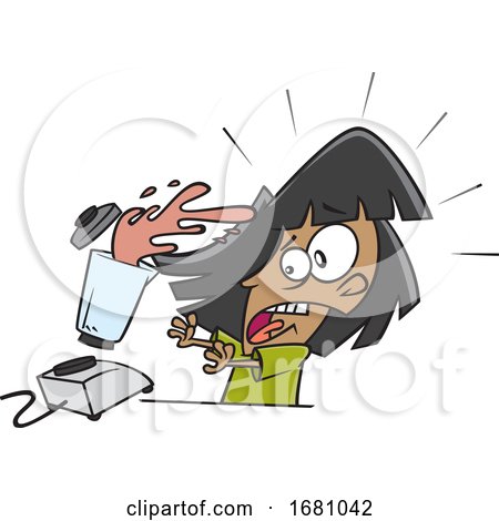 Cartoon Girl During a Blender Mishap by toonaday