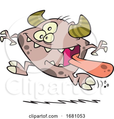 Cartoon Monster Running with Its Tongue Hanging out by toonaday