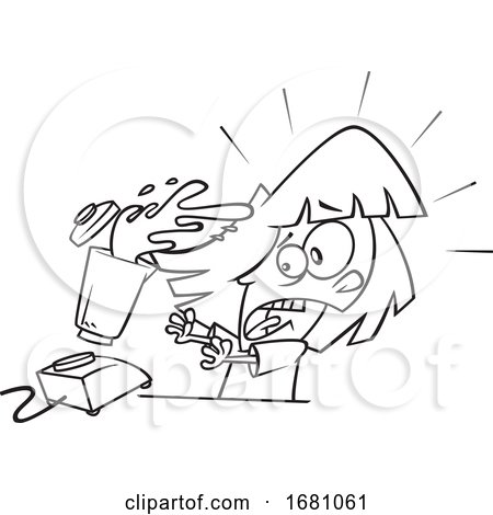 Cartoon Outline Girl During a Blender Mishap by toonaday
