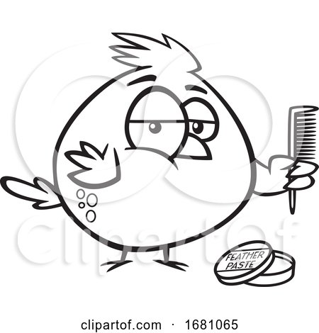Cartoon Outline Cardinal Bird with Feather Paste and a Comb by toonaday