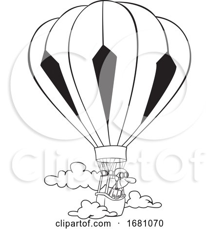 Cartoon Outline Man in a Hot Air Balloon by toonaday