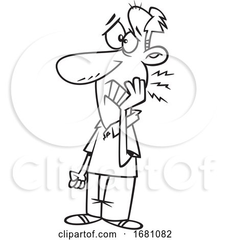 Cartoon Outline Man with a Tooth Ache by toonaday
