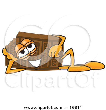 Clipart Picture of a Chocolate Candy Bar Mascot Cartoon Character Resting His Head on His Hand by Mascot Junction