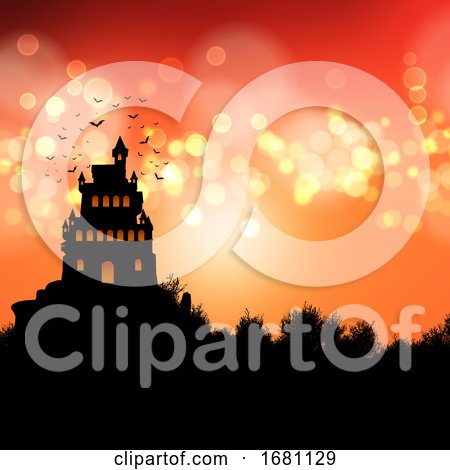 Halloween Background with Spooky Castle Landscape by KJ Pargeter