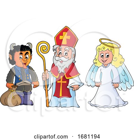 Saint Nicholas Angel and Krampus by visekart