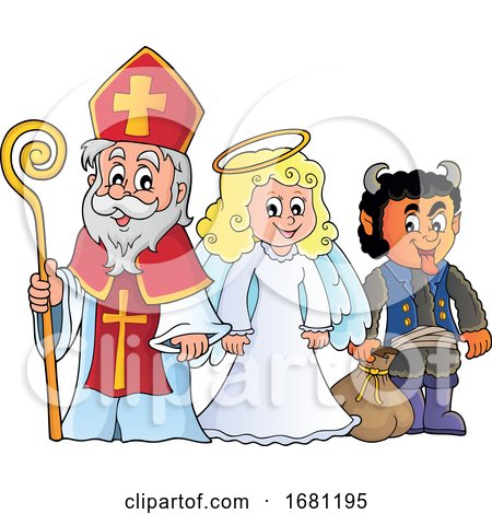Saint Nicholas Angel and Krampus by visekart
