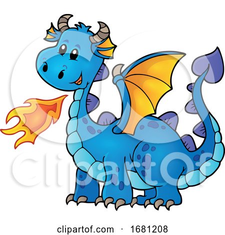 Blue Fire Breathing Dragon by visekart