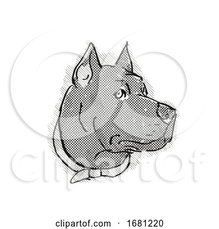 Cane Corso Dog Breed Cartoon Retro Drawing by patrimonio