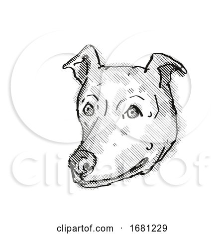Greyhound Dog Breed Cartoon Retro Drawing by patrimonio