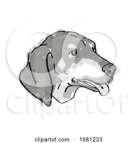 Black and Tan Coonhound Dog Breed Cartoon Retro Drawing by patrimonio