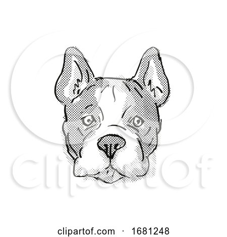 French Bulldog Dog Breed Cartoon Retro Drawing by patrimonio