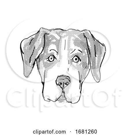 Entlebucher Mountain Dog Dog Breed Cartoon Retro Drawing by patrimonio