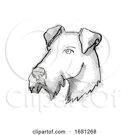 Airdale Terrier Dog Breed Cartoon Retro Drawing by patrimonio