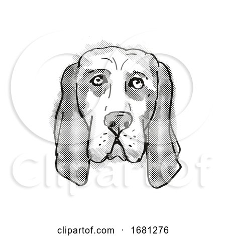 Basset Hound Dog Breed Cartoon Retro Drawing by patrimonio