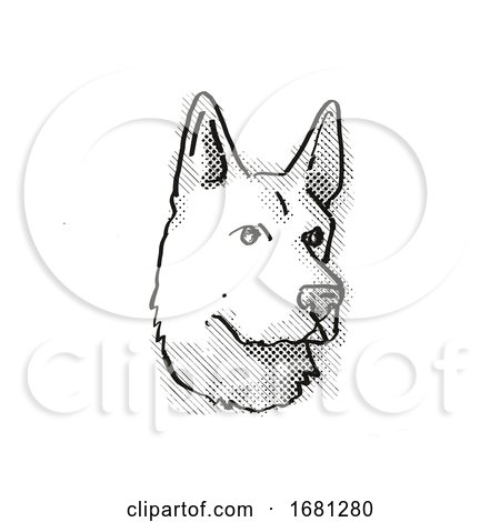 German Shepherd Dog Breed Cartoon Retro Drawing by patrimonio