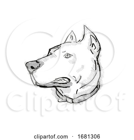 Dogo Argentino or Argentinian Mastiff Dog Breed Cartoon Retro Drawing by patrimonio