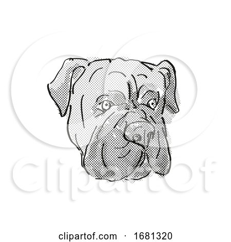 Bullmastiff Dog Breed Cartoon Retro Drawing by patrimonio