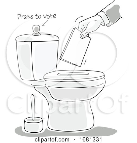Hand Putting a Voters Ballot down a Toilet by Alex Bannykh