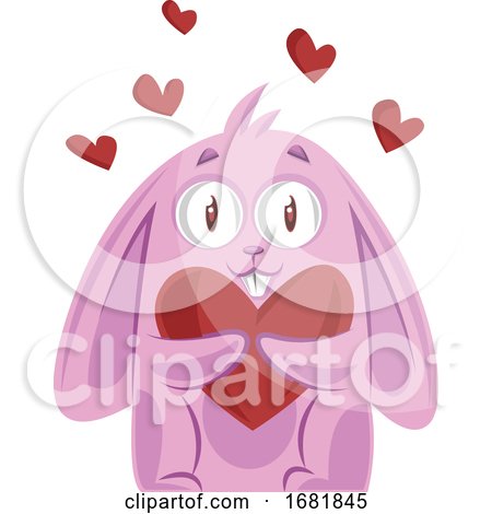 Pink Bunny Holding a Heart by Morphart Creations