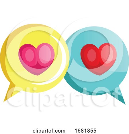 Yellow Chat Bubble with a Pink Heart and Blue Chat Bubble with a Red Heart by Morphart Creations