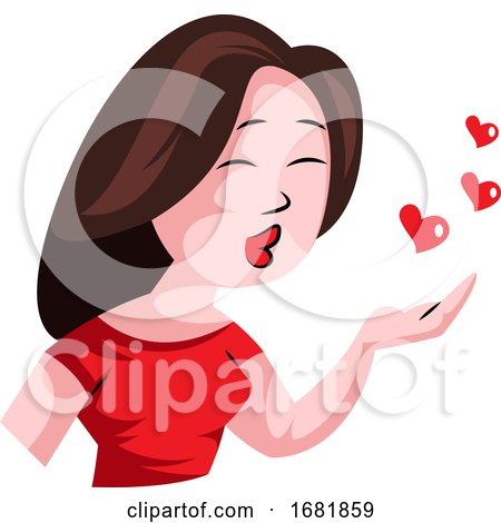 Brunette Woman Blowing Kisses by Morphart Creations
