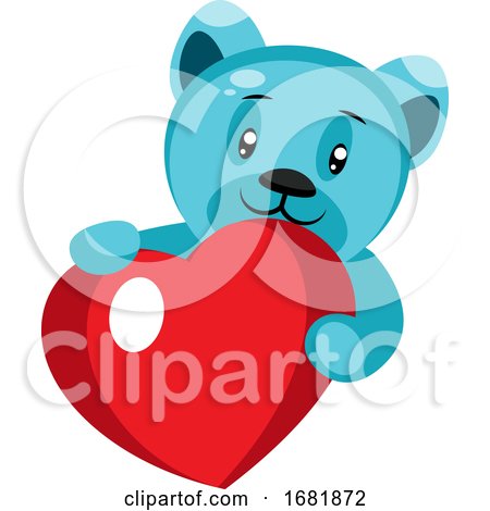 Cute Blue Bear Holding a Heart by Morphart Creations