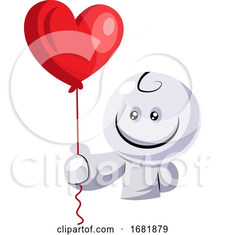 White Character Holding Red Balloon by Morphart Creations