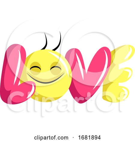 Pink and Yellow Love Sign with Happy Face by Morphart Creations