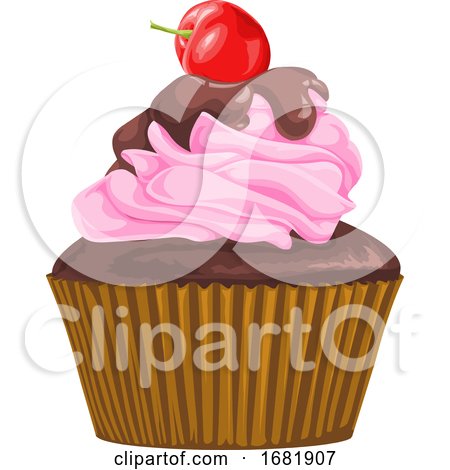 Vector of Chocolate Cupcake with Cherry by Morphart Creations
