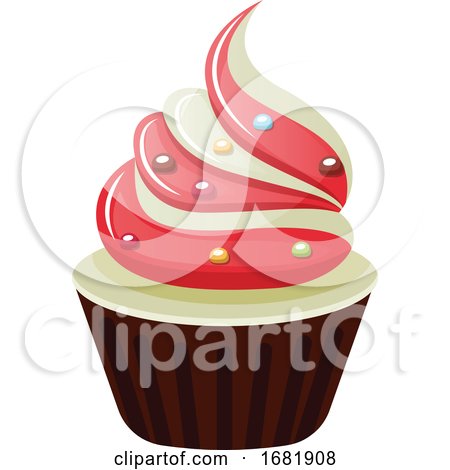 Cupcake with Red and White Frosting by Morphart Creations