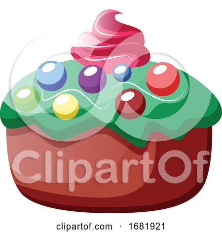 Cupcake with Green Frosting and Colorful Sprinkles by Morphart Creations