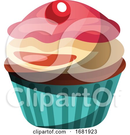 Chocolate Cupcake with Vanilla and Strawberry Icing by Morphart Creations