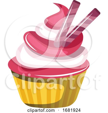 Cupcake with Yellow Paper Cup Red and White Icing by Morphart Creations