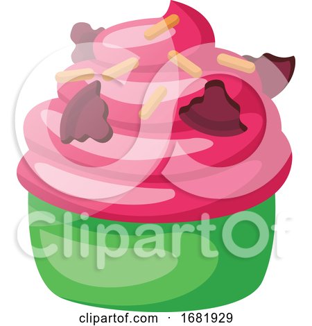 Pink Frosted Green Velvet Cupcake by Morphart Creations