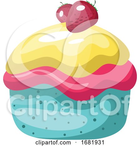 Colorful Cupcake with Strawberry on Top by Morphart Creations