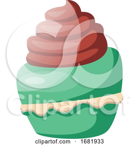 Mint Green Cupcake with Chocolate Icing by Morphart Creations