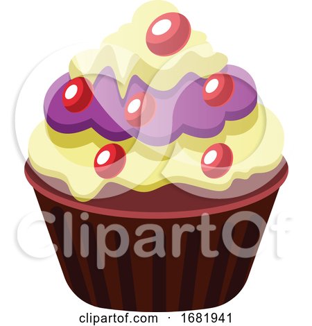 Chocolate Cupcake with Yellow and Purple Icings by Morphart Creations