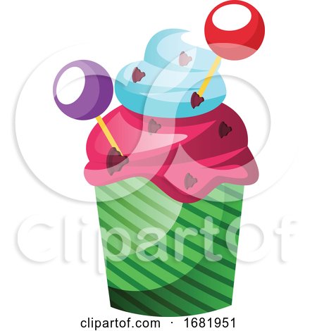 Colorful Cupcake with Lollipop Decoration by Morphart Creations