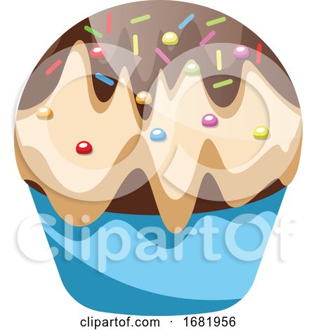 Cupcake with Vanilla and Chcolate Icing with Sprinkles by Morphart Creations