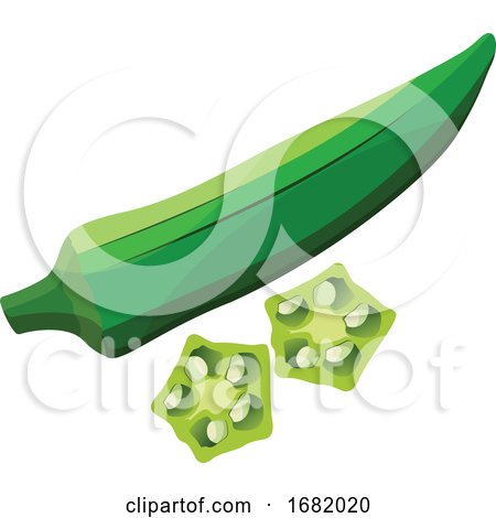 Green Okra with Light Green Okra Slices by Morphart Creations
