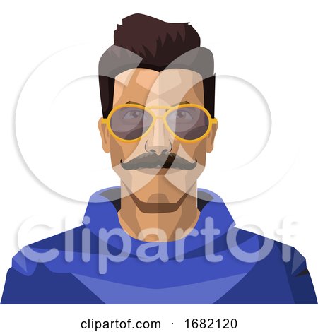 Handsome Guy with Moustaches and Sunglasses by Morphart Creations