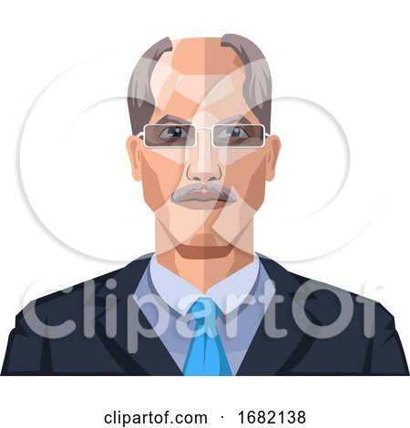 Older Man with Mustaches Wearing Glasses by Morphart Creations